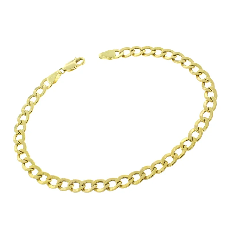 wedding bracelet for brides -10k Yellow Gold 5mm Hollow Cuban Curb Link Bracelet Chain 8", 8.5", 9"