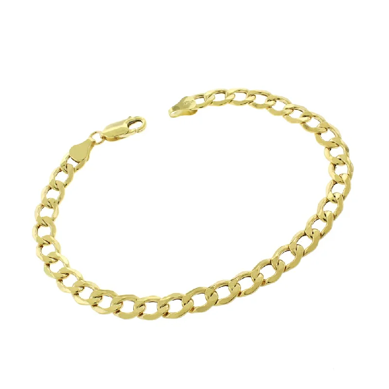 women’s pearl bracelet -10k Yellow Gold 6.5mm Hollow Cuban Curb Link Bracelet Chain 8.5"