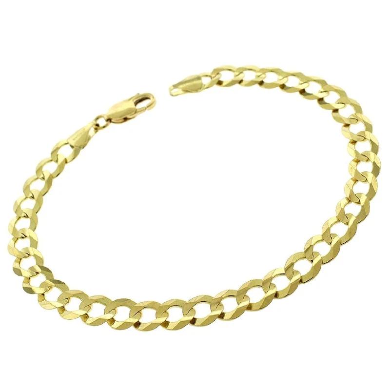 men’s sports bracelet -10K Yellow Gold 7MM Solid Cuban Curb Link Bracelet Chain 8.5", Gold Bracelet for Men & Women, 100% Real 10K Gold