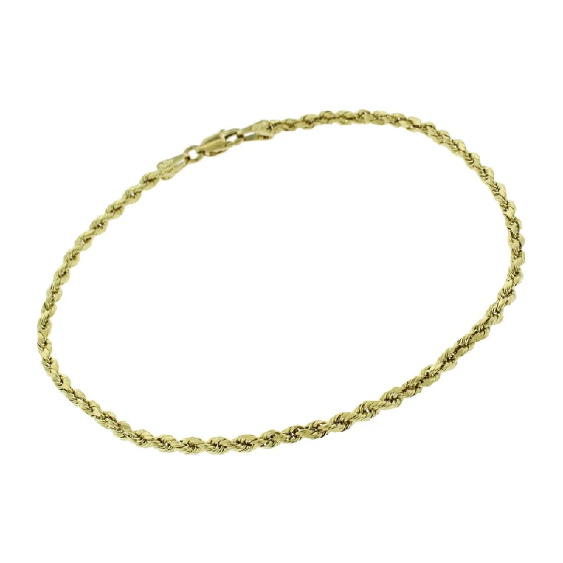 chunky chain bracelet for men -14k Yellow Gold 2.5mm Hollow Rope Diamond-Cut Link Twisted Bracelet Chain 8"