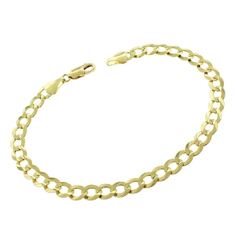 boho chic beaded bracelet -14K Yellow Gold 5.5MM Solid Cuban Curb Link Diamond-Cut Pave Bracelet 8.5", Gold Bracelet for Men & Women, 100% Real 14K Gold