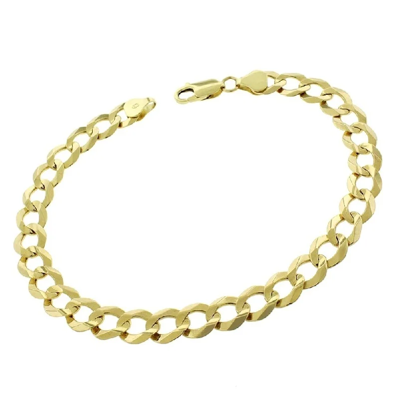 elastic stretch bracelet -14K Yellow Gold 8.5MM Solid Cuban Curb Link Bracelet Chain 8.5", Gold Bracelet for Men & Women, 100% Real 14K Gold