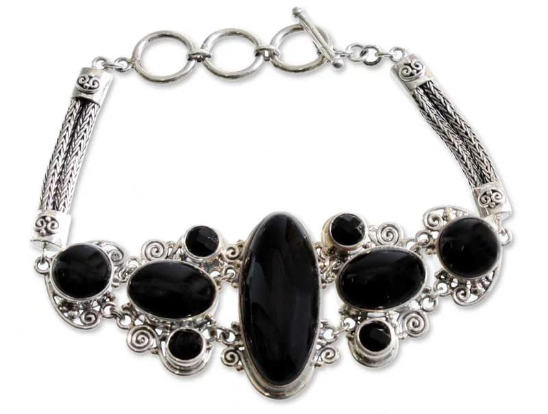 vibrant colored bracelet -A Night To Remember Silver & Onyx Bracelet