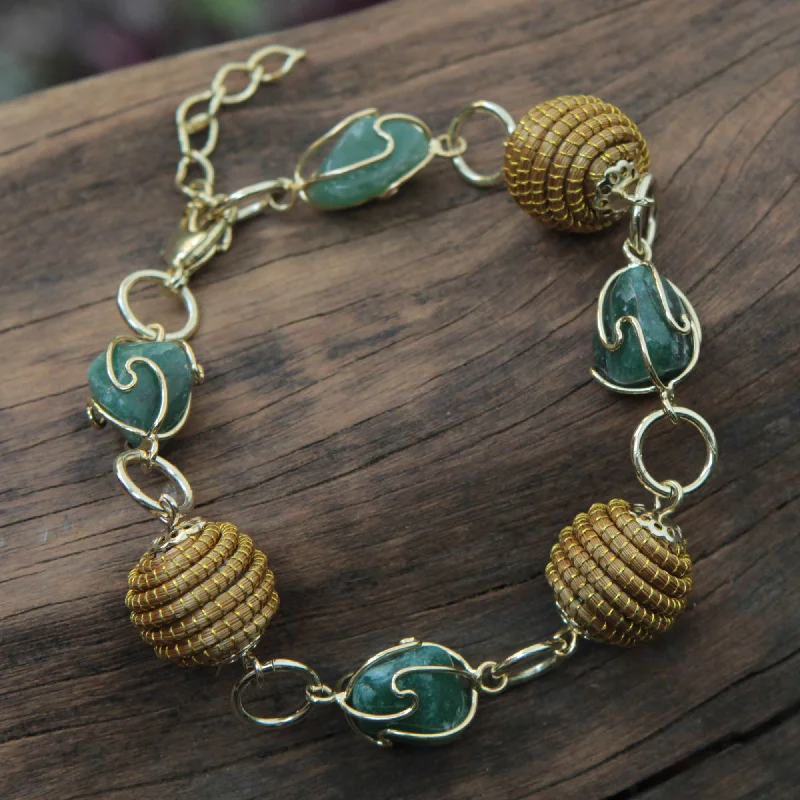 cuff bracelet for women’s fashion -All Aglow in Green Agate Link Bracelet