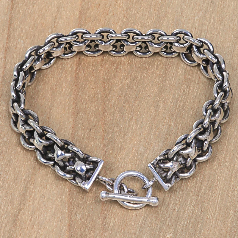 silver plated chain bracelet -Ancient History Sterling Silver Link Bracelet