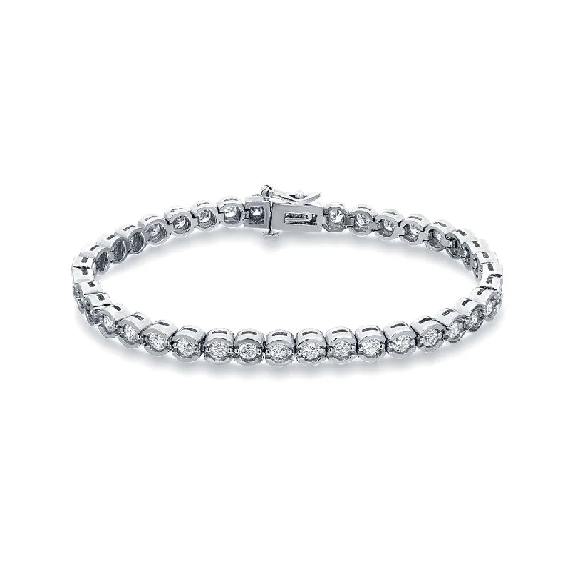 cuff bracelet with engraving -Auriya 14k White Gold 3 3/4ct TDW Round Diamond Tennis Bracelet