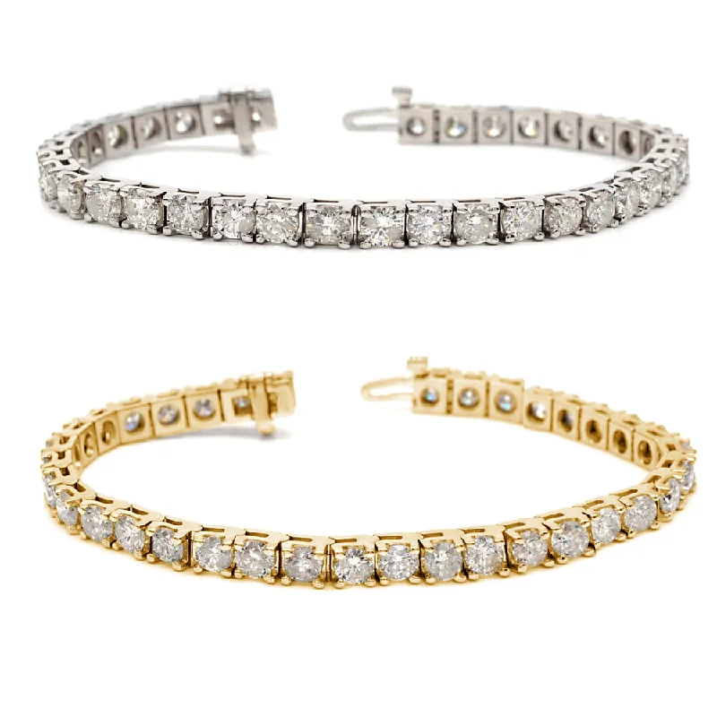 friendship bracelet for teens -Auriya 8 carat TW Round Diamond Tennis Bracelet 14k Gold (J-K, I2) - 7-inch