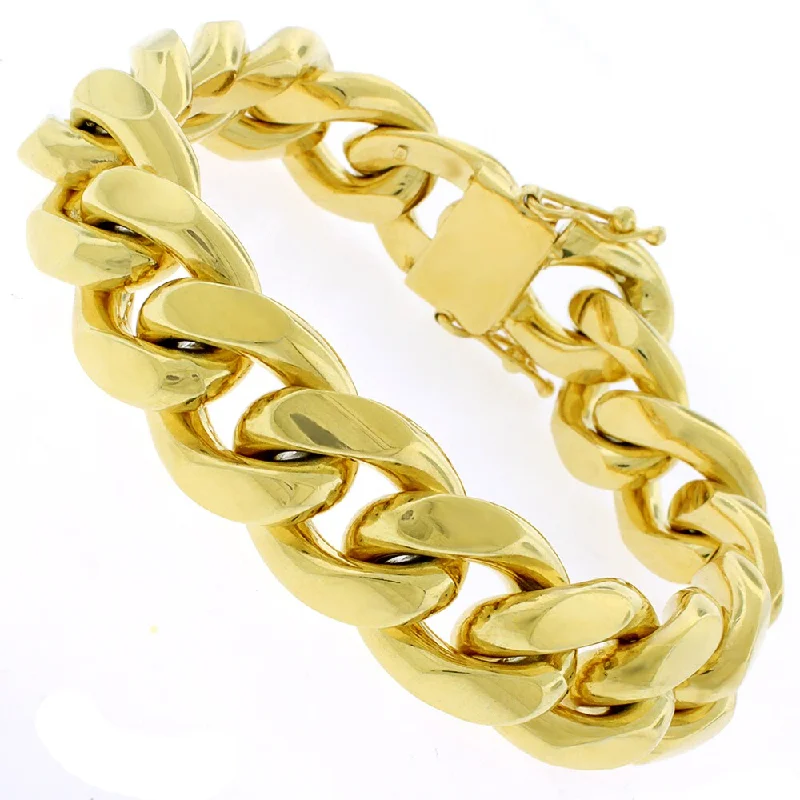 healing crystal bracelet -Authentic Solid Sterling Silver 17.5mm Miami Cuban Curb Link .925 Yellow Gold Thick Bracelet Chain 9"