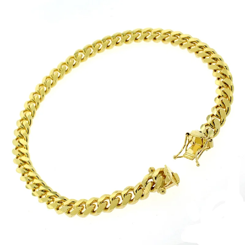 luxury diamond bracelet -Authentic Solid Sterling Silver 6mm Miami Cuban Curb Link .925 Yellow Gold Thick Bracelet Chain 8.5"