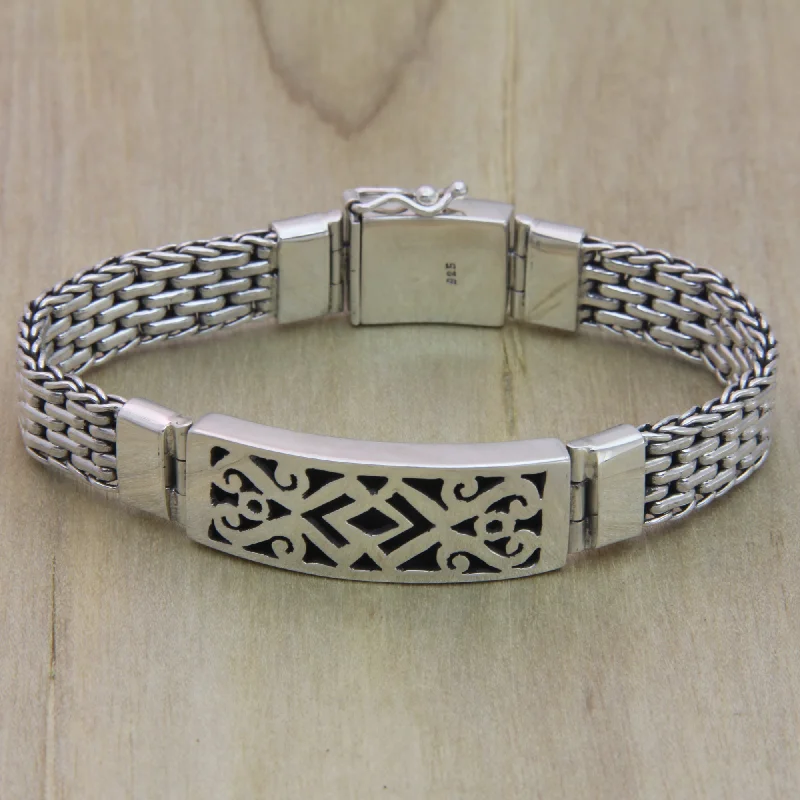 spiritual bracelet for protection -Balinese Warrior Sterling Silver Bracelet