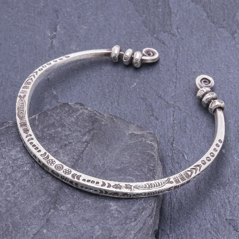 handmade silver bracelet -Beauty Mark Hand Crafted Sterling Silver Cuff Bracelet