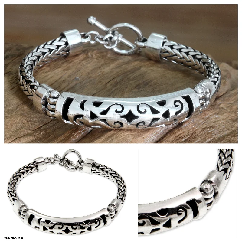 custom engraved bracelet gift -Blessing Sterling Silver Bracelet