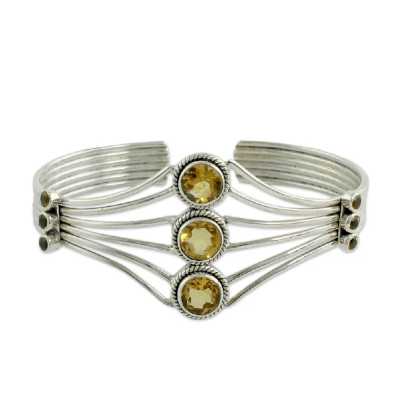 summer inspired bracelet -Citrine Cuff Bracelet, 'Glamour' (India) - 7'6" x 9'6"