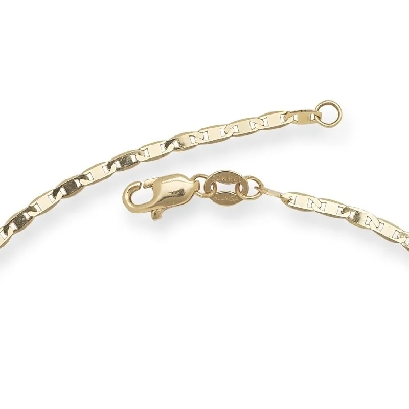 adjustable leather bracelet -Curata 10k Yellow Gold 2.2 mm Mariner Chain Anklet or Bracelet