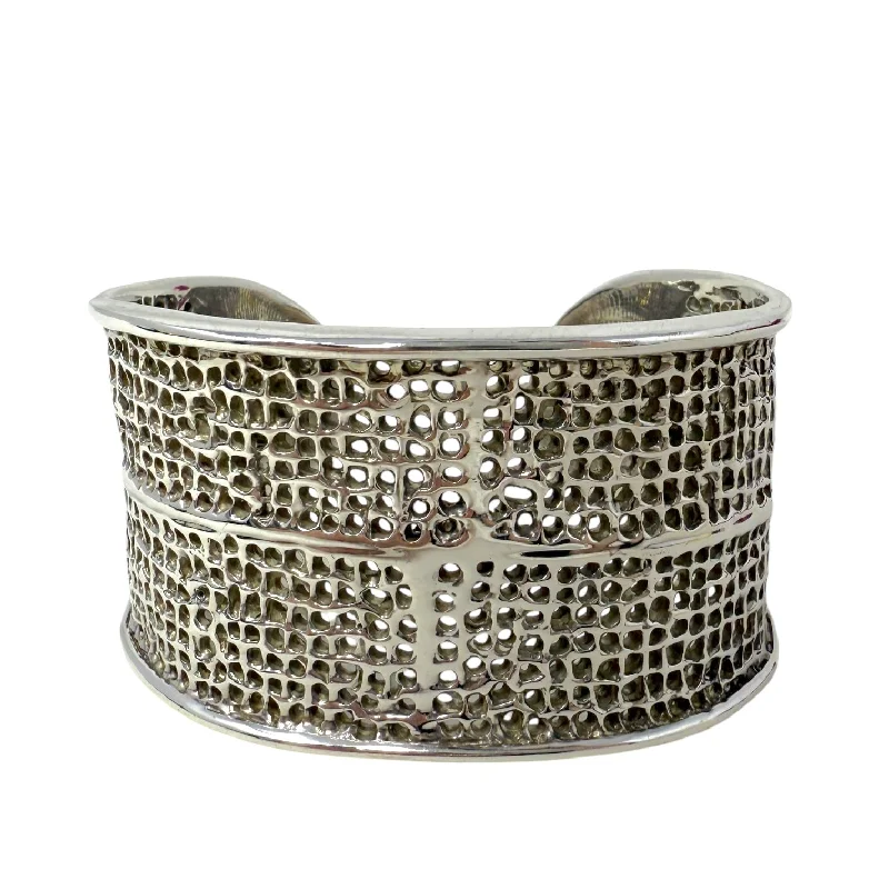 men’s silver chain bracelet -Signature Double Waffle Cuff In Sterling Silver By Joan Hornig