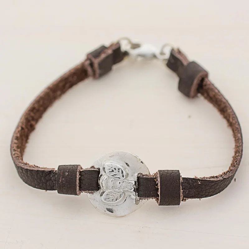 men’s silver chain bracelet -Good Luck Bumblebee Silver & Leather Bracelet