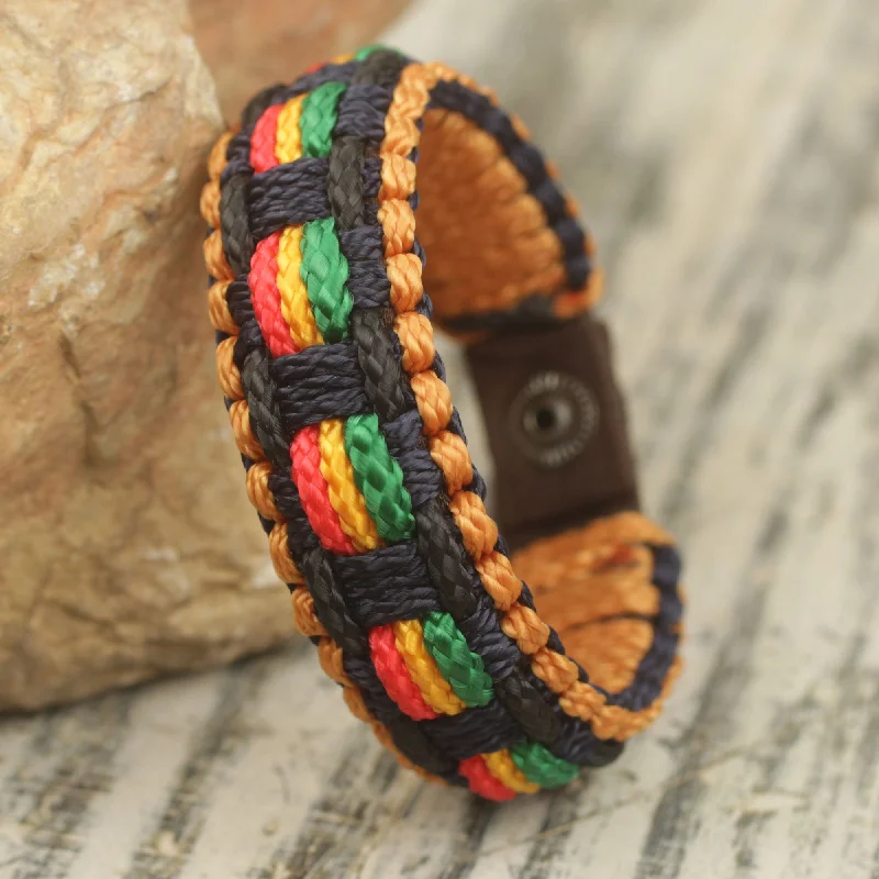 vintage boho bracelet -Good Vibes Men's Colorful Woven Wristband Bracelet