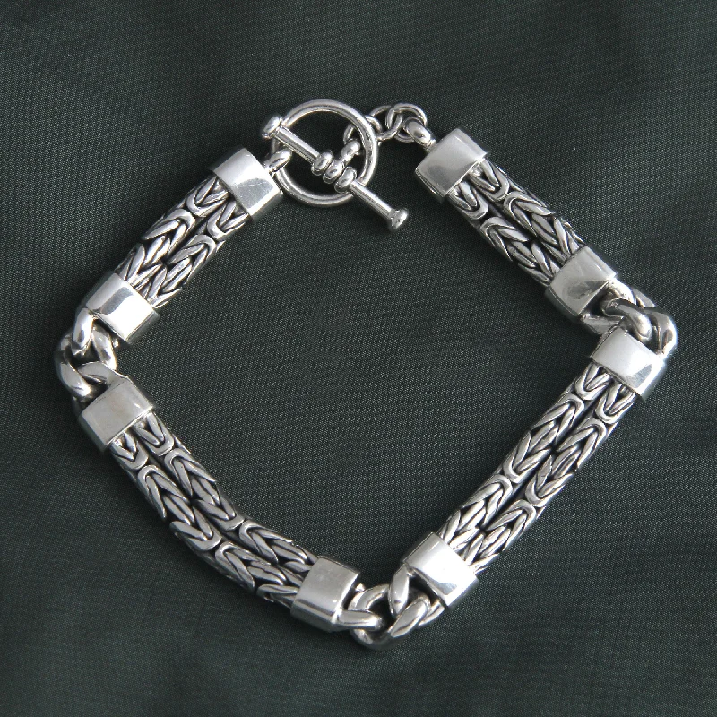 men’s link bracelet -Hand in Hand Men's Braided Bracelet