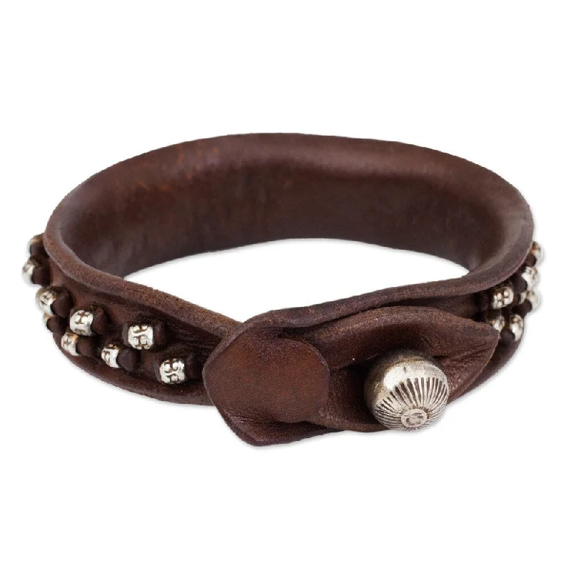 trendy stainless steel bracelet -Handmade Bohemian Burnished Leather Bracelet (Thailand)