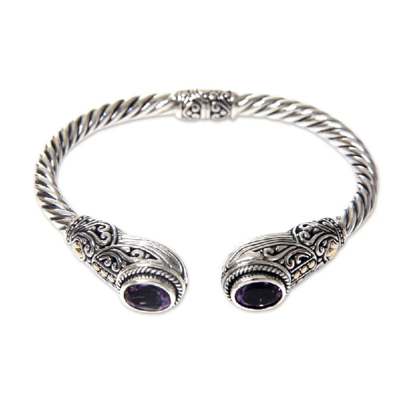 bracelet for stacking -Handmade Gold Accent Empress of Gelgel Amethyst Bracelet (Indonesia)