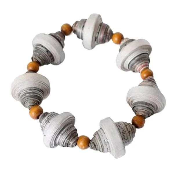 stackable bangle bracelet -Handmade Golden Dawn Recycled Paper Stretch Bracelet (Ghana)