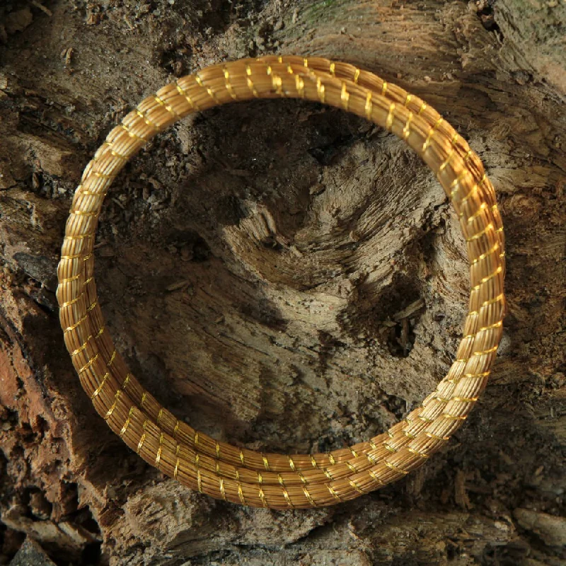 unique men’s wrist bracelet -Handmade Set of 3 Golden Grass 'Natural Aura' Bracelets (Brazil)