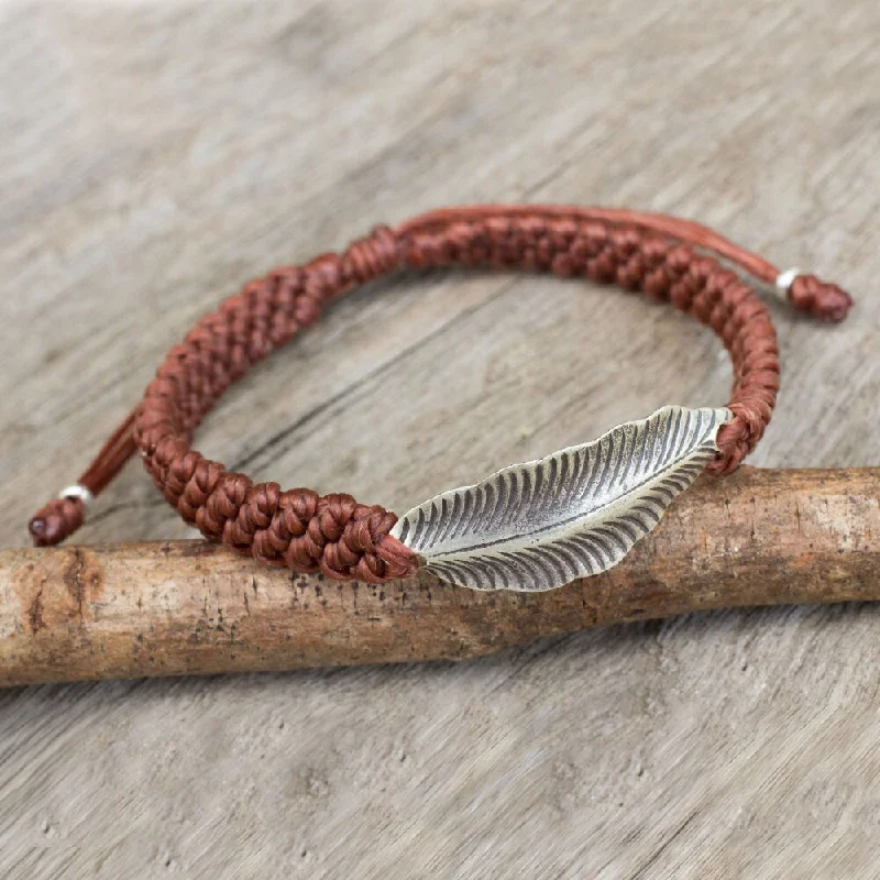 men’s casual bracelet -Handmade Silver 'Brown Hill Tribe Dream' Bracelet (Thailand) - 7'6" x 9'6"