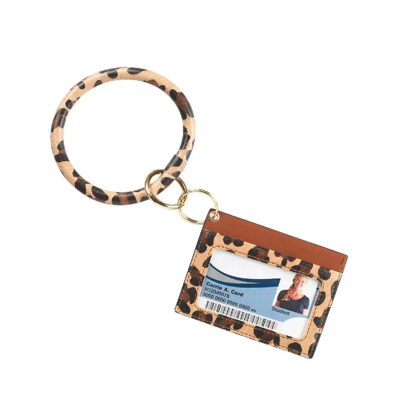 personalized leather bracelet -Leopard Card Holder Keychain Bracelet