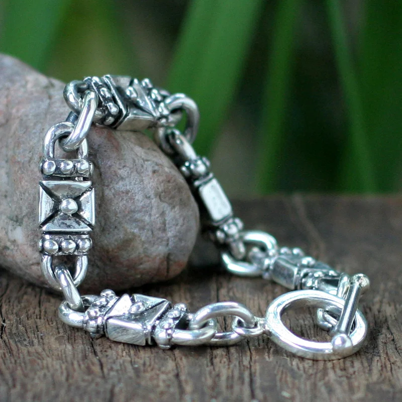 men’s silver chain bracelet -Lock and Key Sterling Silver Bracelet