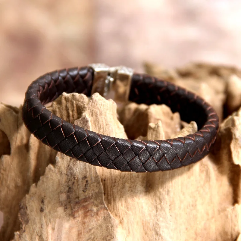 adjustable bracelet for men -Masculine Leather Men's Cuff Bracelet