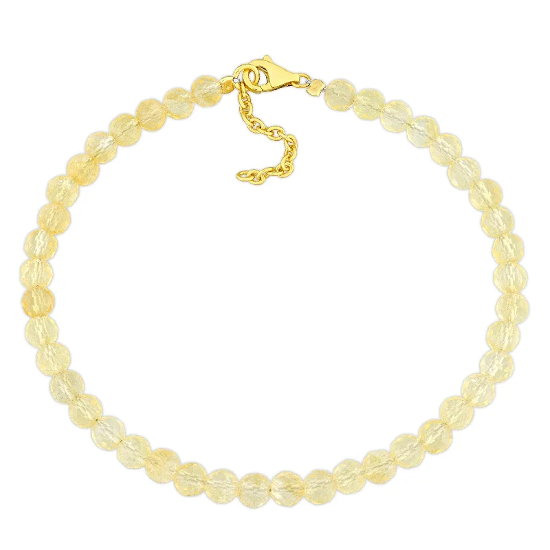 gold chain bracelet -Miadora 4mm Citrine Bead 3.92ct tgw Bracelet in Yellow Sterling Silver