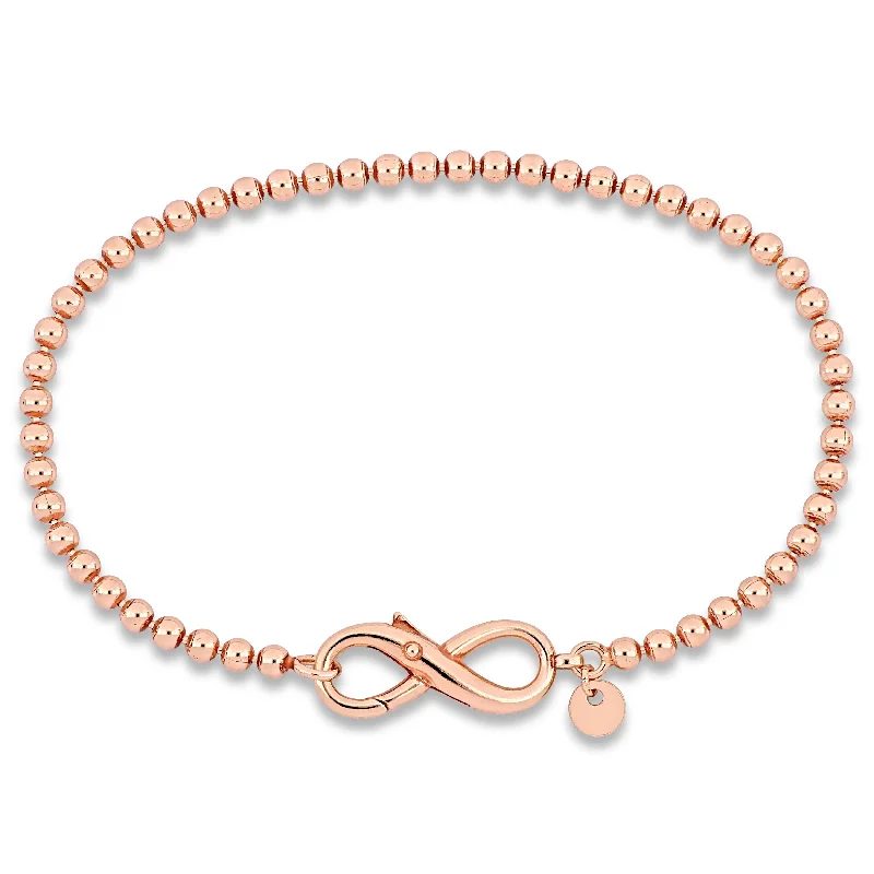 adjustable charm bracelet -Miadora Ball Link Bracelet with Infinity Clasp in Rose Sterling Silver