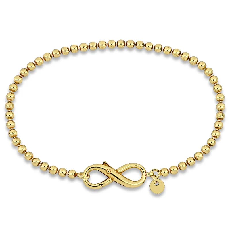 dainty silver bracelet -Miadora Ball Link Bracelet with Infinity Clasp in Yellow Sterling Silver