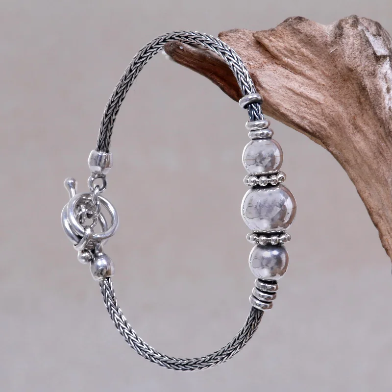 women’s bangle bracelet -Naga Trio Silver Chain Bracelet