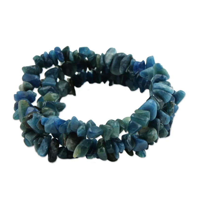 cuff bracelet for women’s fashion -Naturally Oceanic Apatite Beaded Bracelet