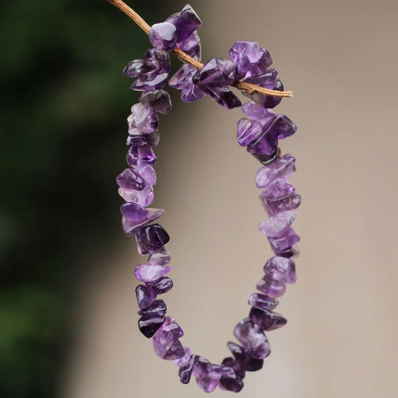 silver plated chain bracelet -Nature's Wisdom Amethyst Beaded Bracelet