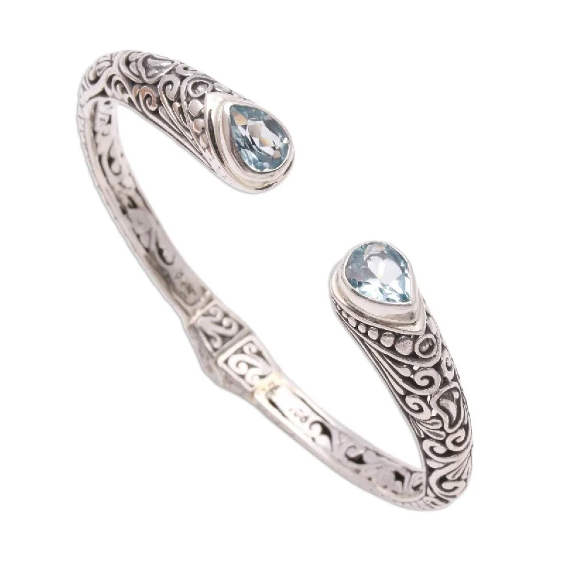 men’s sports bracelet -NOVICA Balinese Terrace, Blue topaz cuff bracelet