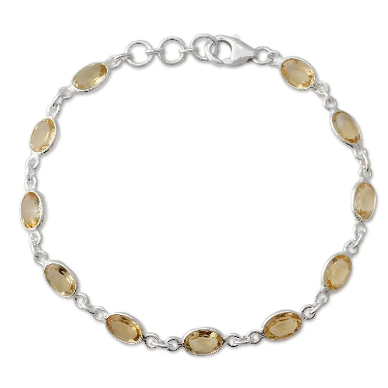 multi-layered charm bracelet -NOVICA Handcrafted Sterling Silver 'Romantic Yellow' Citrine Bracelet (India)