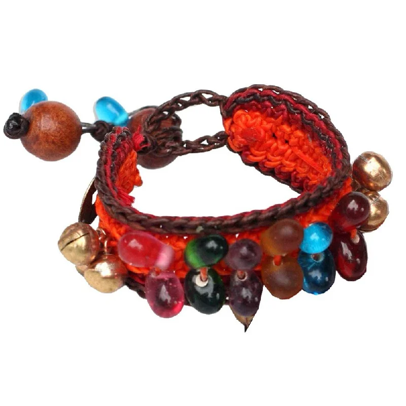 bracelet for everyday wear -NOVICA Handmade Bold Orange Fortune Crocheted Wristband Bracelets (Thailand)