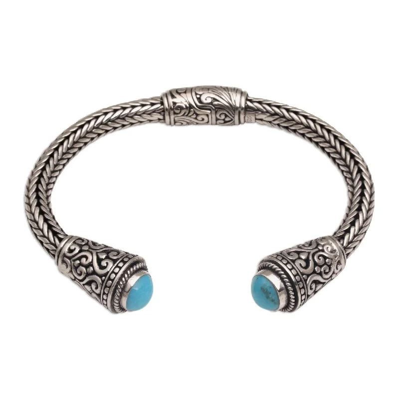 women’s statement bracelet -NOVICA Handmade Sterling Silver 'Dragon Beauty' Turquoise Bracelet (Indonesia)