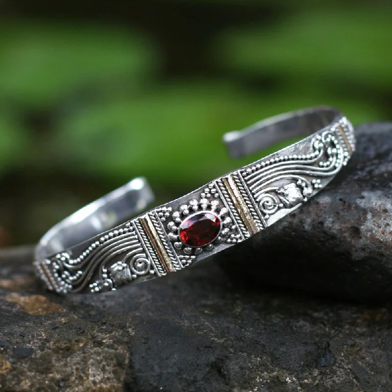 personalized leather bracelet -NOVICA Handmade Sterling Silver Gold Overlay 'Paradise' Garnet Bracelet (Indonesia)