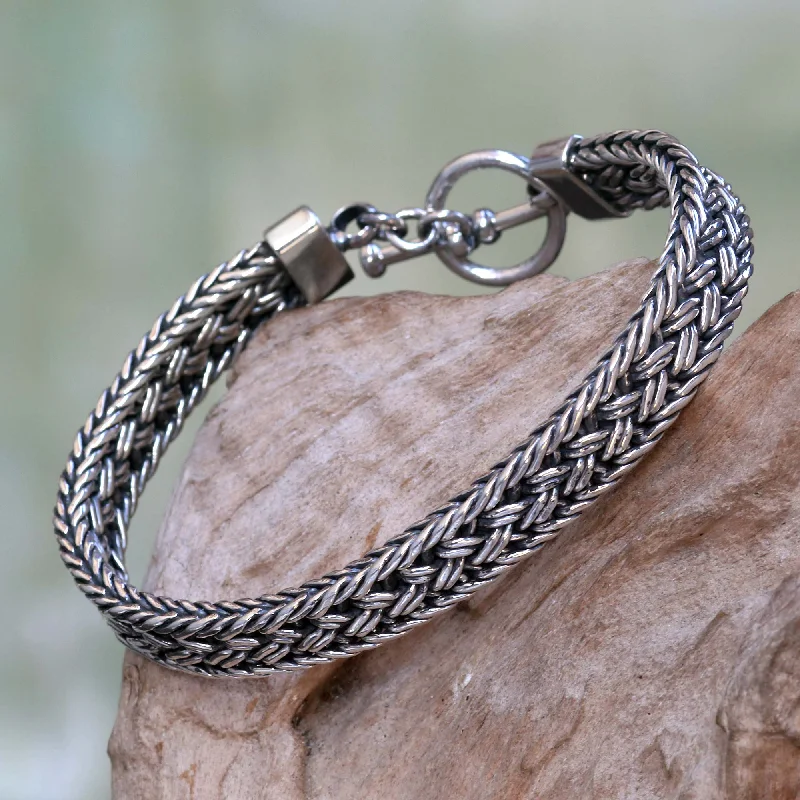 gold chain bracelet -Parkerisan Silver Men's Bracelet