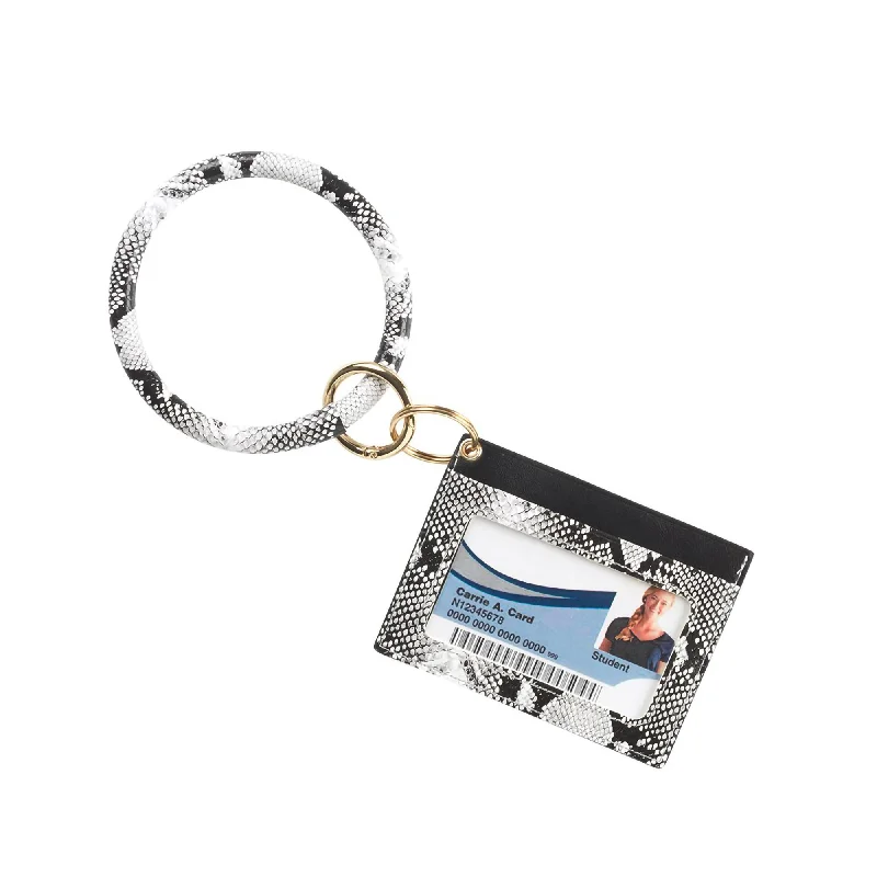 leather wrap bracelet -Snakeskin Card Holder Keychain Bracelet