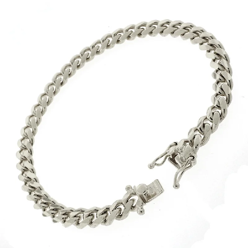 unique men’s wrist bracelet -Sterling Silver 7mm Miami Cuban Curb Link Thick Solid 925 Rhodium Bracelet Chain 8.5"