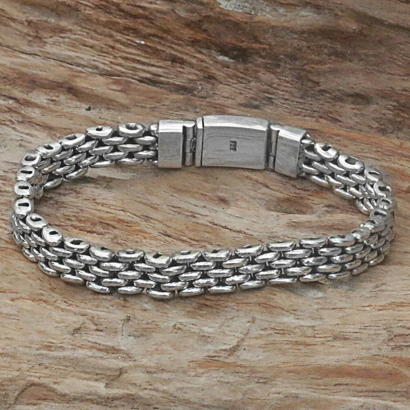 women’s luxury bracelet -Sterling Solidarity Silver Wristband Bracelet