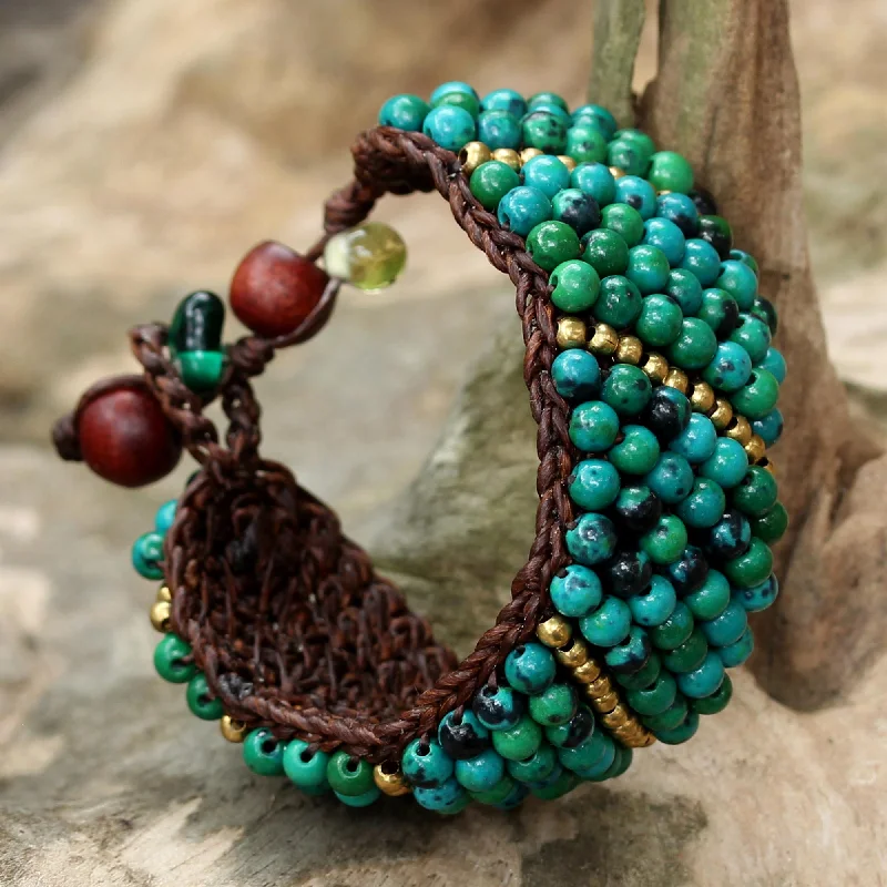 handwoven bracelet for men -Thai Smile Serpentine Brass Beaded Bracelet