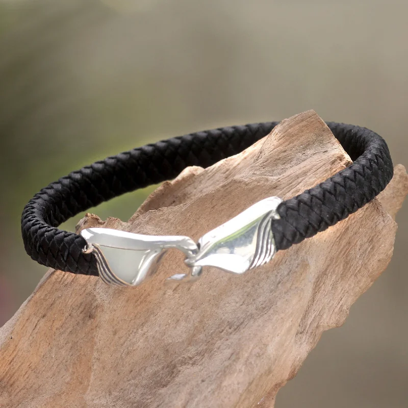 adjustable charm bracelet -Undercurrents Silver & Leather Bracelet