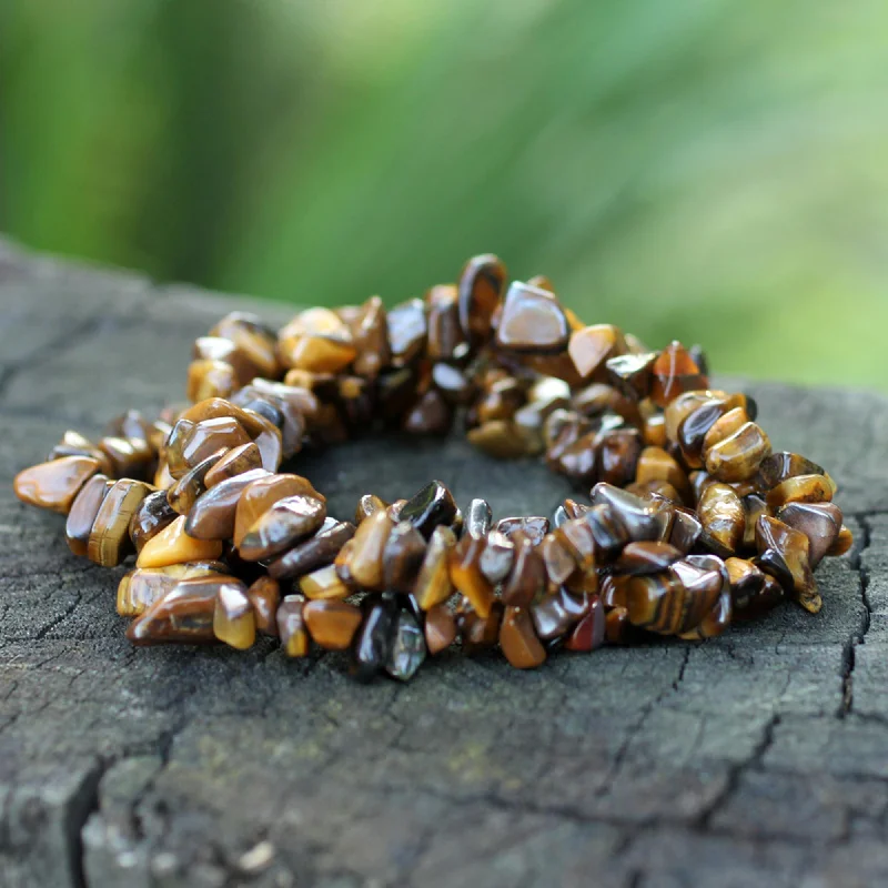 gold chain bracelet -Wonders Tiger's Eye Beaded Bracelet