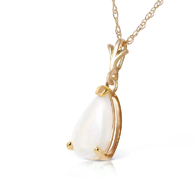 birthstone necklace for moms -0.77 Carat 14K Solid Gold Necklace Natural Opal