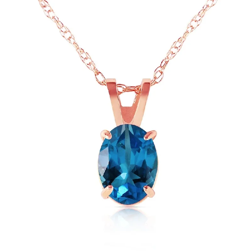 gold layered choker necklace -0.85 Carat 14K Rose Gold Solitaire Blue Topaz Necklace